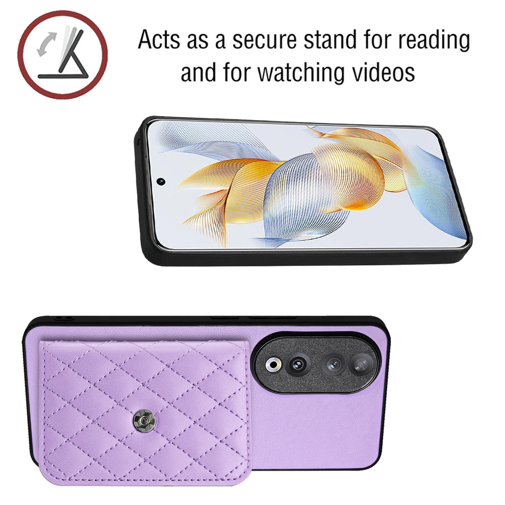 Honor 90 Leather Case with Card Holder & RFID Protection, Long Lanyard Included