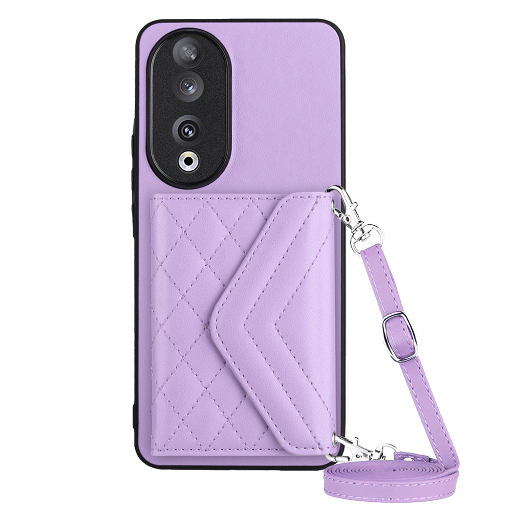 Honor 90 Leather Case with Card Holder & RFID Protection, Long Lanyard Included