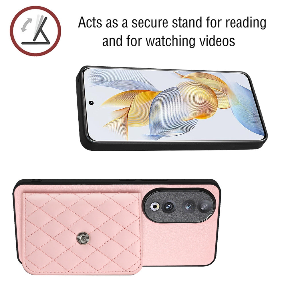 Honor 90 Leather Case with Card Holder & RFID Protection, Long Lanyard Included