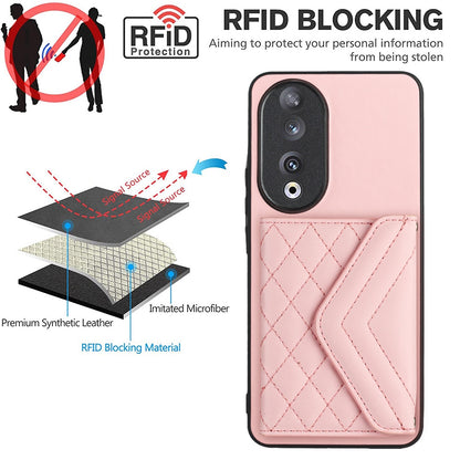 Honor 90 Leather Case with Card Holder & RFID Protection, Long Lanyard Included