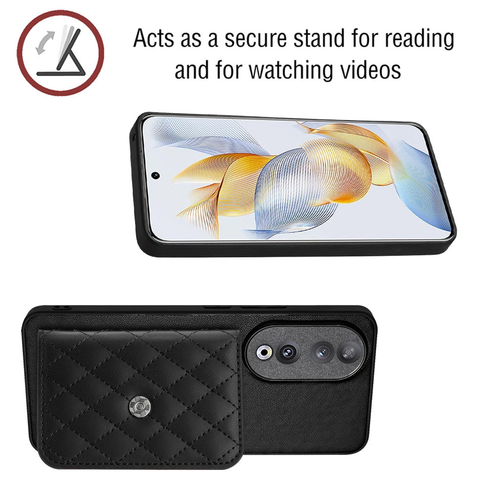 Honor 90 Leather Case with Card Holder & RFID Protection, Long Lanyard Included