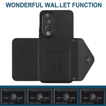 Honor 90 Leather Case with Card Holder & RFID Protection, Long Lanyard Included