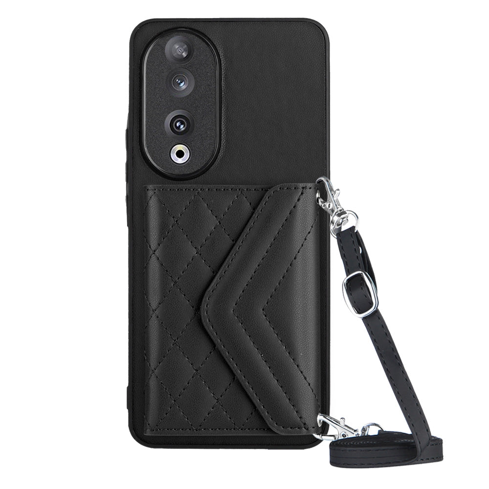 Honor 90 Leather Case with Card Holder & RFID Protection, Long Lanyard Included