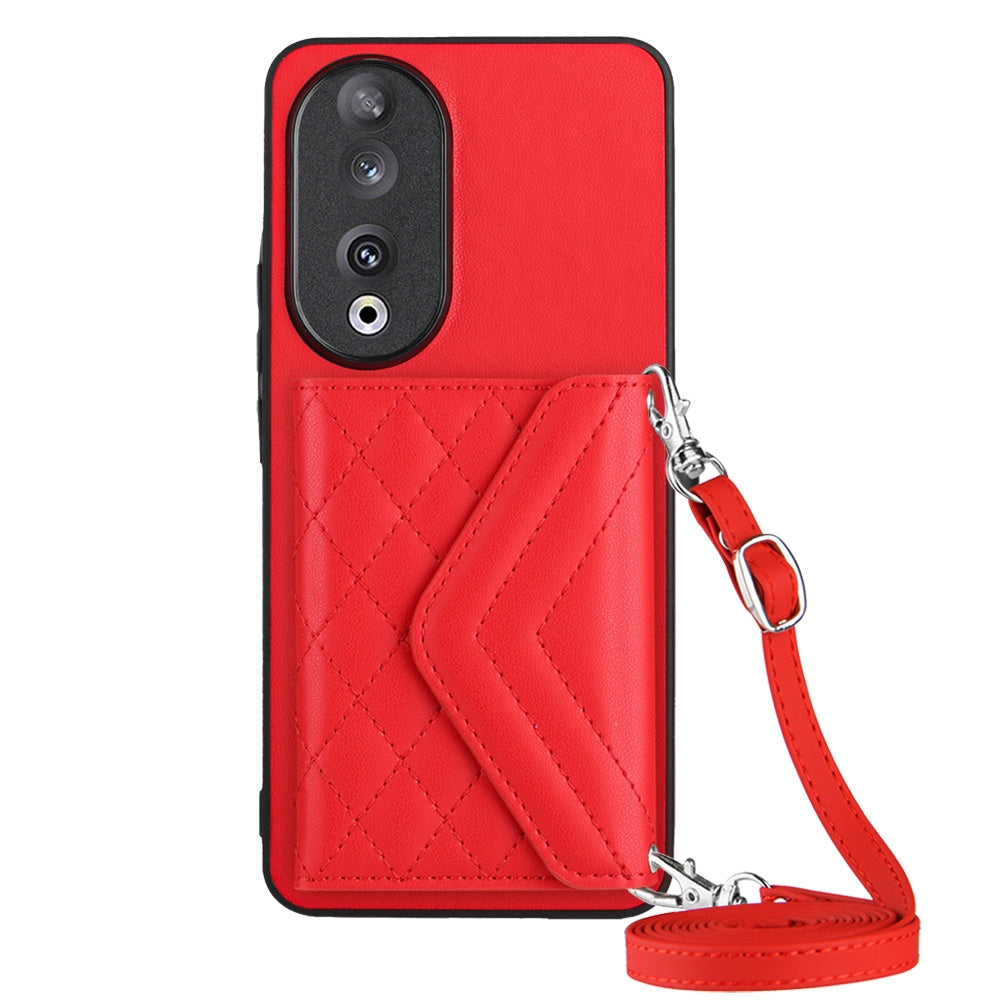 Honor 90 Leather Case with Card Holder & RFID Protection, Long Lanyard Included