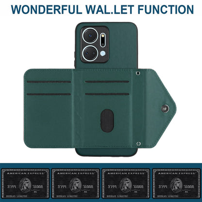 Honor X7a Leather Case with Card Holder & RFID Protection, Long Lanyard Included