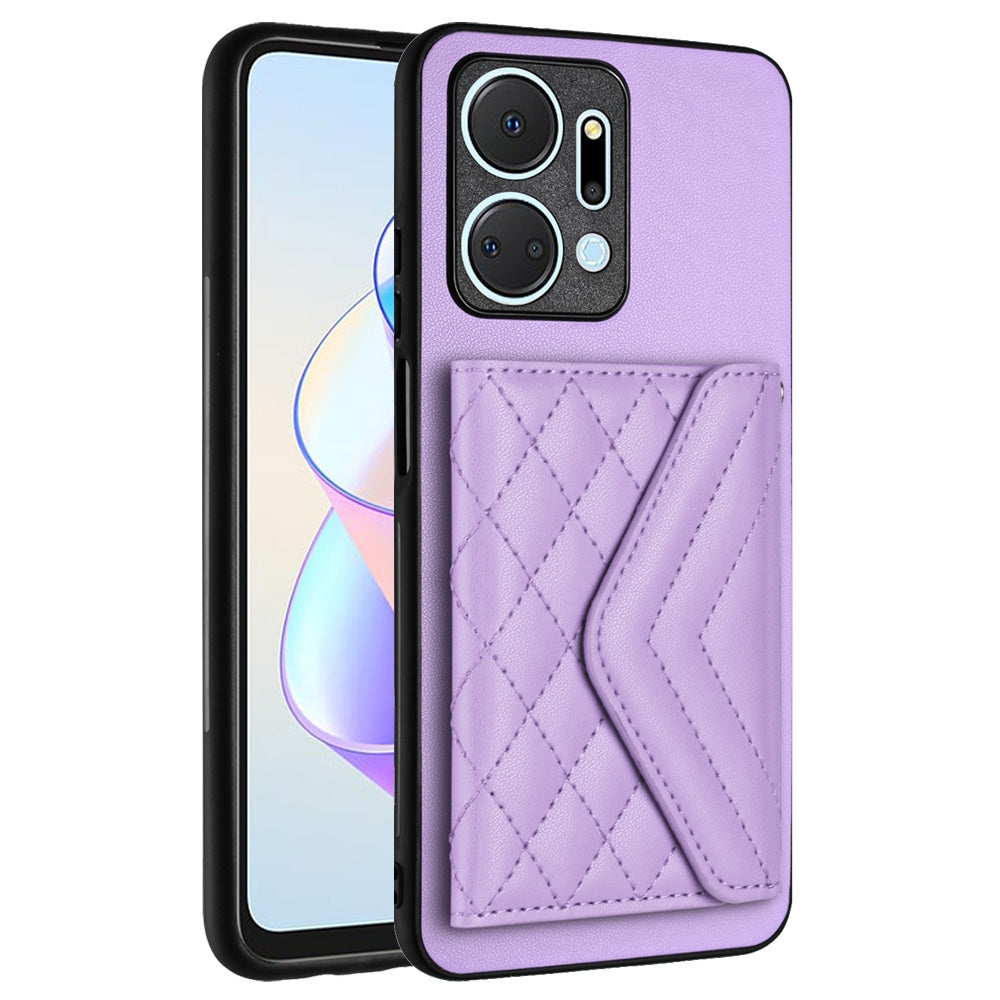 Honor X7a Leather Case with Card Holder & RFID Protection, Long Lanyard Included