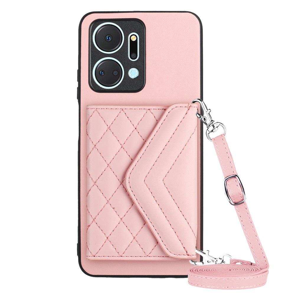 Honor Play 7T Leather Case with Card Holder & RFID Protection, Long Lanyard Included