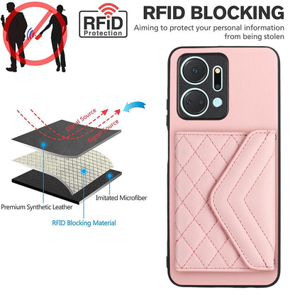 Honor X7a Leather Case with Card Holder & RFID Protection, Long Lanyard Included