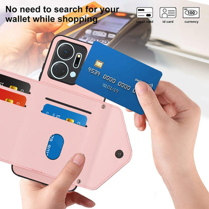 Honor X7a Leather Case with Card Holder & RFID Protection, Long Lanyard Included