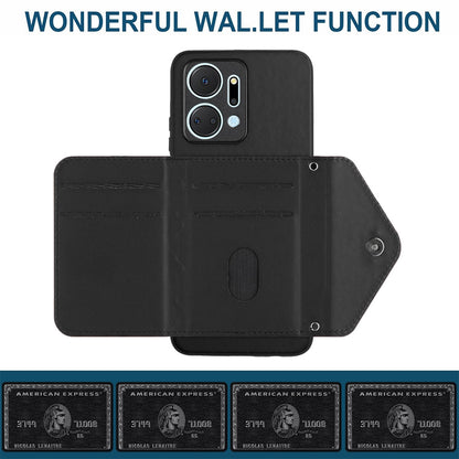 Honor Play 7T Leather Case with Card Holder & RFID Protection, Long Lanyard Included
