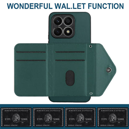 Honor X8a Leather Case with Card Holder & RFID Protection, Long Lanyard Included