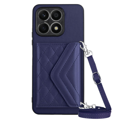 Honor X8a Leather Case with Card Holder & RFID Protection, Long Lanyard Included