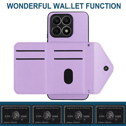 Honor X8a Leather Case with Card Holder & RFID Protection, Long Lanyard Included