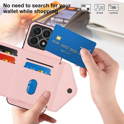 Honor X8a Leather Case with Card Holder & RFID Protection, Long Lanyard Included