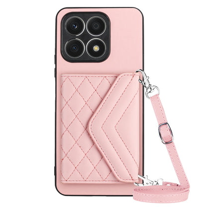 Honor X8a Leather Case with Card Holder & RFID Protection, Long Lanyard Included