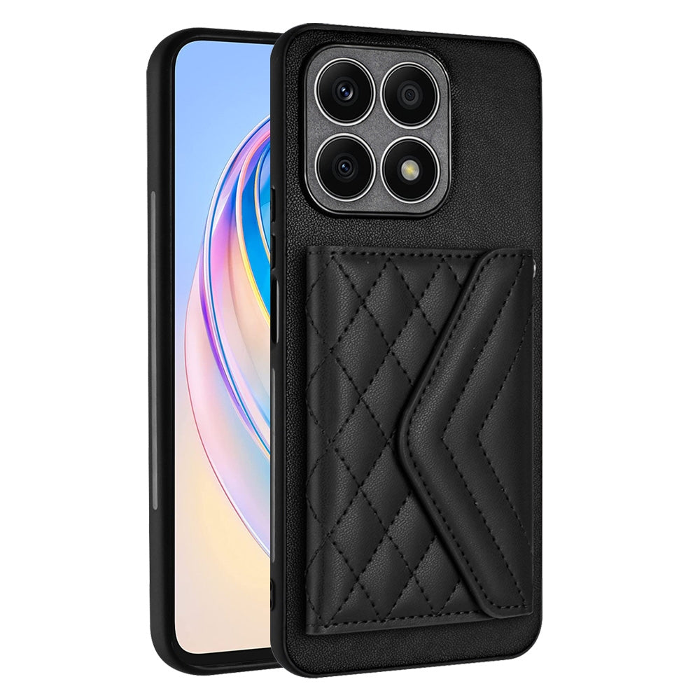 Honor X8a Leather Case with Card Holder & RFID Protection, Long Lanyard Included