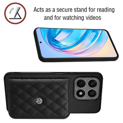 Honor X8a Leather Case with Card Holder & RFID Protection, Long Lanyard Included