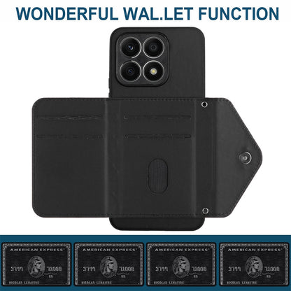 Honor X8a Leather Case with Card Holder & RFID Protection, Long Lanyard Included