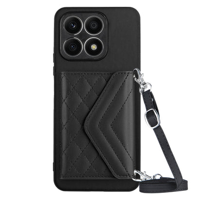 Honor X8a Leather Case with Card Holder & RFID Protection, Long Lanyard Included