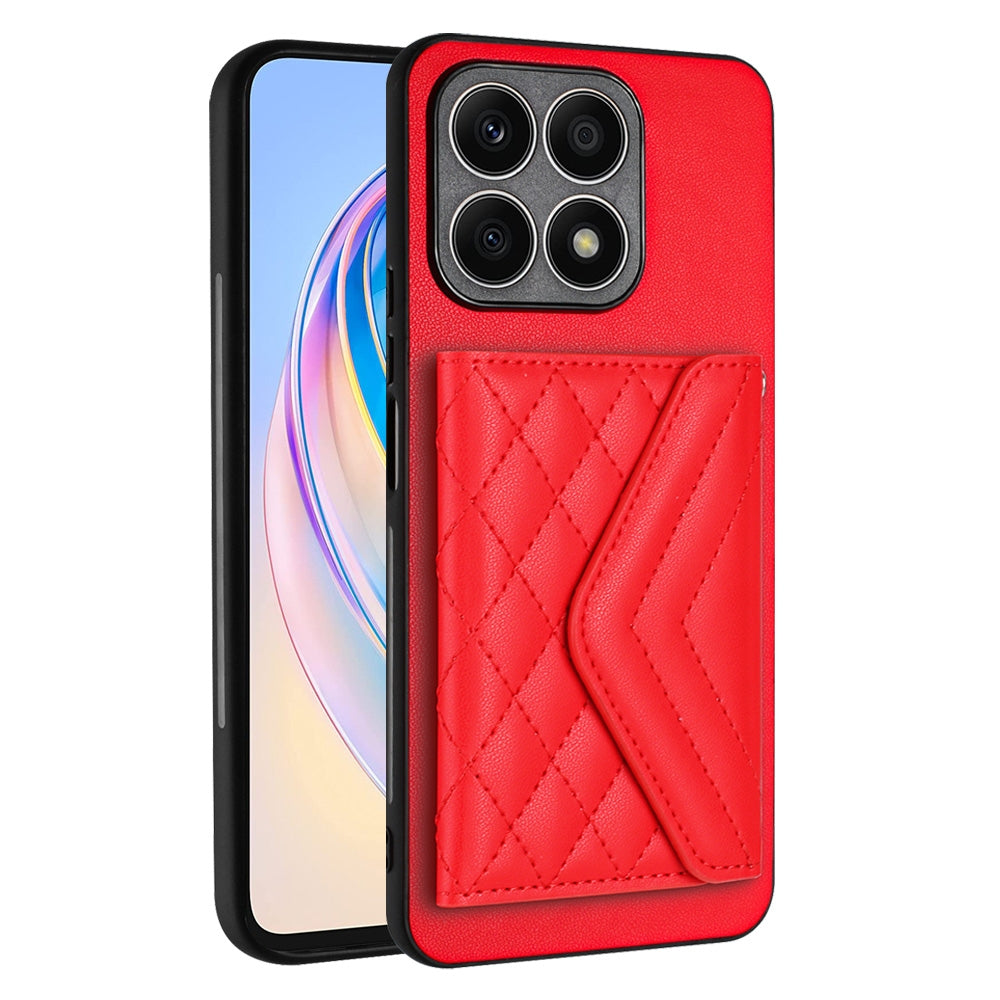 Honor X8a Leather Case with Card Holder & RFID Protection, Long Lanyard Included