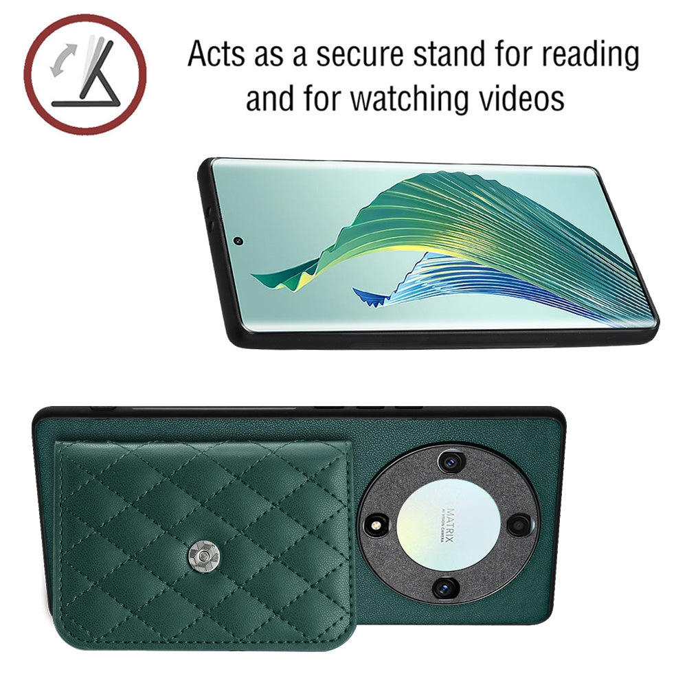 Honor X9a Leather Case with Card Holder & RFID Protection, Long Lanyard Included