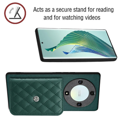 Honor X9a Leather Case with Card Holder & RFID Protection, Long Lanyard Included