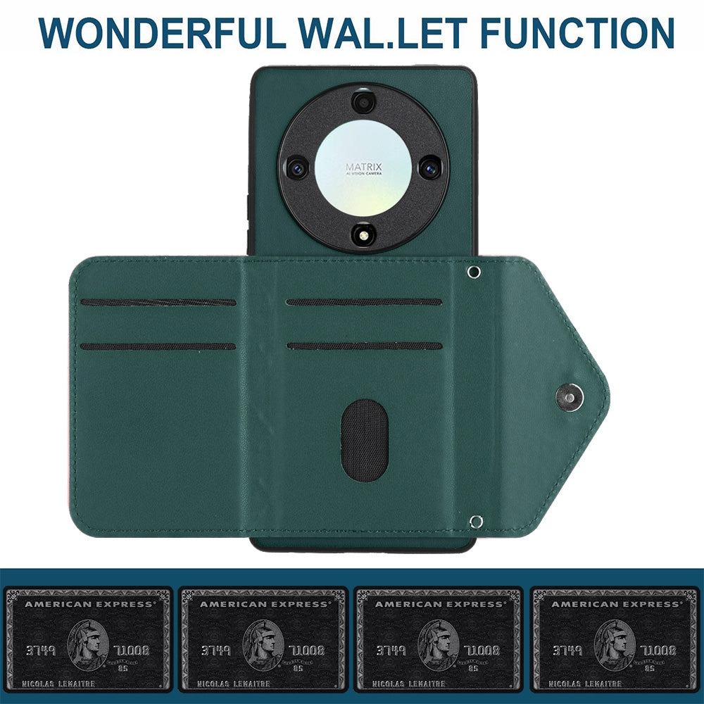 Honor X9a Leather Case with Card Holder & RFID Protection, Long Lanyard Included
