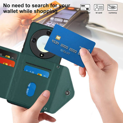 Honor X9a Leather Case with Card Holder & RFID Protection, Long Lanyard Included