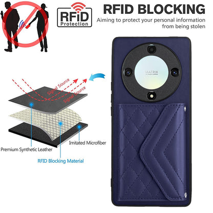 Honor X9a Leather Case with Card Holder & RFID Protection, Long Lanyard Included