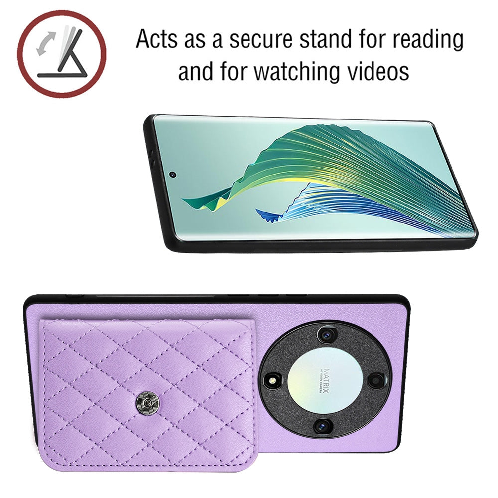 Honor X9a Leather Case with Card Holder & RFID Protection, Long Lanyard Included