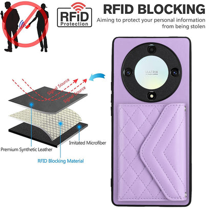 Honor X9a Leather Case with Card Holder & RFID Protection, Long Lanyard Included