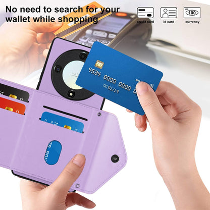 Honor X9a Leather Case with Card Holder & RFID Protection, Long Lanyard Included