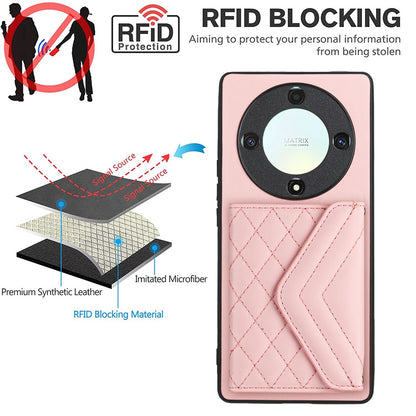 Honor X9a Leather Case with Card Holder & RFID Protection, Long Lanyard Included