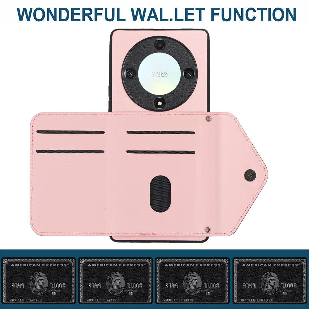 Honor X9a Leather Case with Card Holder & RFID Protection, Long Lanyard Included