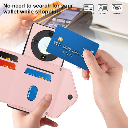 Honor X9a Leather Case with Card Holder & RFID Protection, Long Lanyard Included