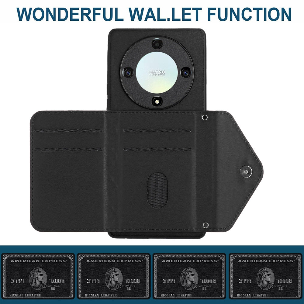 Honor X9a Leather Case with Card Holder & RFID Protection, Long Lanyard Included