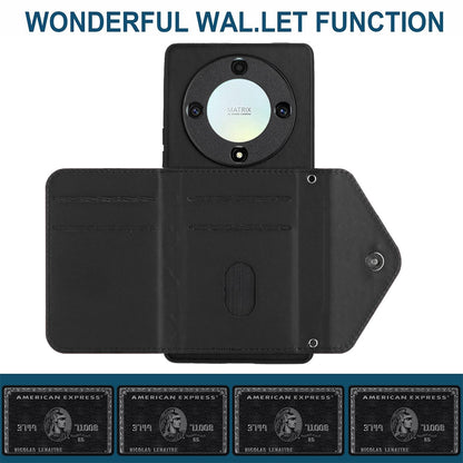 Honor X9a Leather Case with Card Holder & RFID Protection, Long Lanyard Included