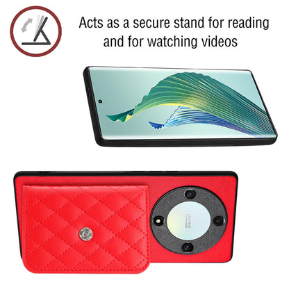 Honor X9a Leather Case with Card Holder & RFID Protection, Long Lanyard Included