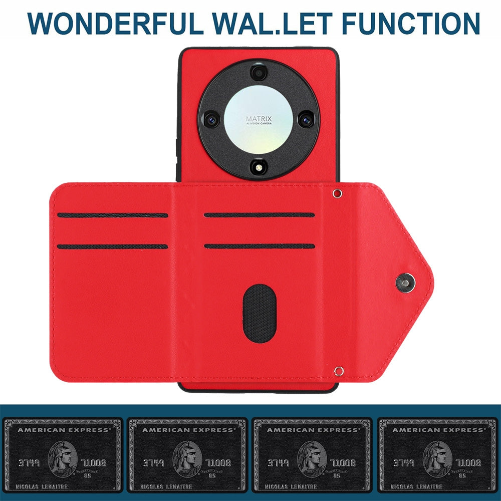 Honor X9a Leather Case with Card Holder & RFID Protection, Long Lanyard Included