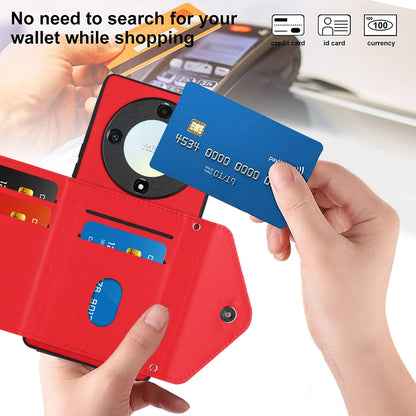 Honor X9a Leather Case with Card Holder & RFID Protection, Long Lanyard Included