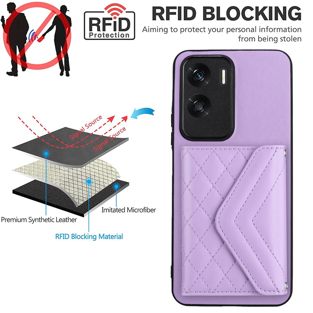 Honor X50i Leather Case with Card Holder & RFID Protection, Long Lanyard Included