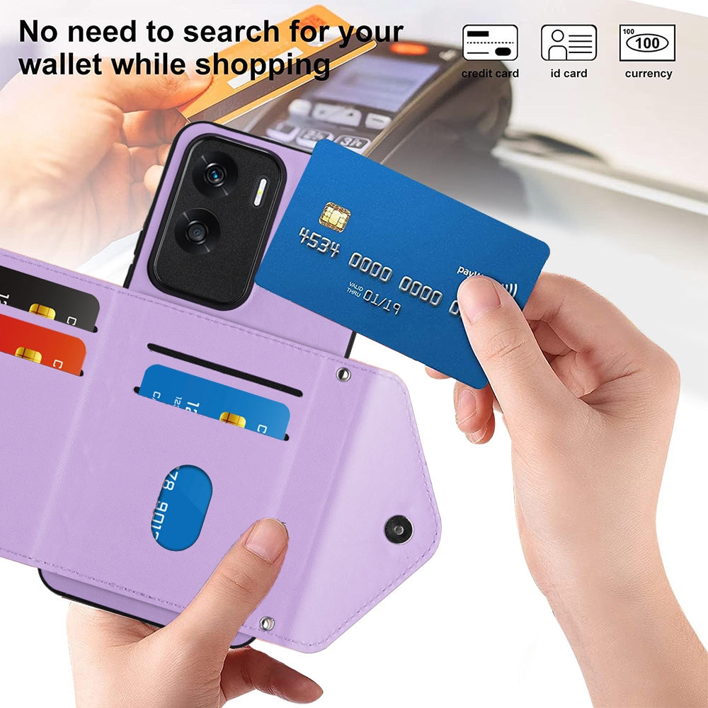 Honor X50i Leather Case with Card Holder & RFID Protection, Long Lanyard Included