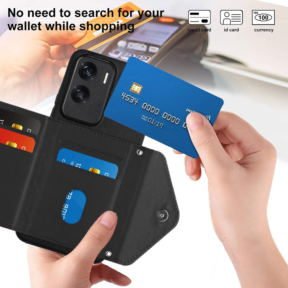 Honor X50i Leather Case with Card Holder & RFID Protection, Long Lanyard Included