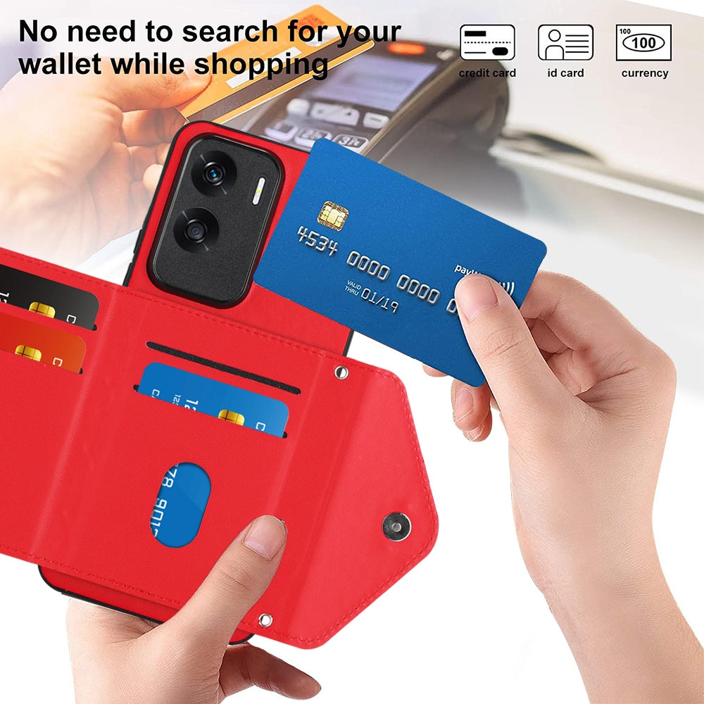 Honor X50i Leather Case with Card Holder & RFID Protection, Long Lanyard Included