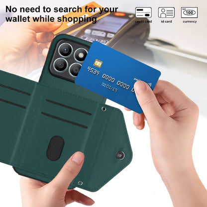 Honor X8b 4G Leather Case with Card Holder & RFID Protection, Long Lanyard Included