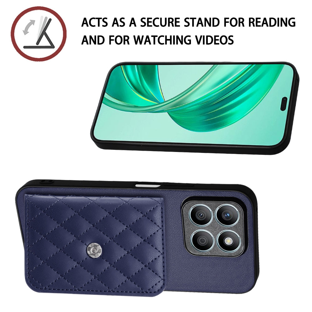 Honor X8b 4G Leather Case with Card Holder & RFID Protection, Long Lanyard Included