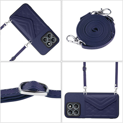 Honor X8b 4G Leather Case with Card Holder & RFID Protection, Long Lanyard Included