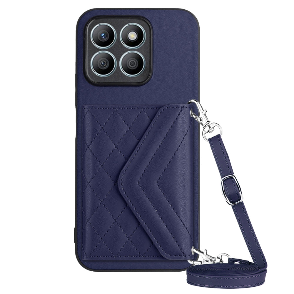 Honor X8b 4G Leather Case with Card Holder & RFID Protection, Long Lanyard Included