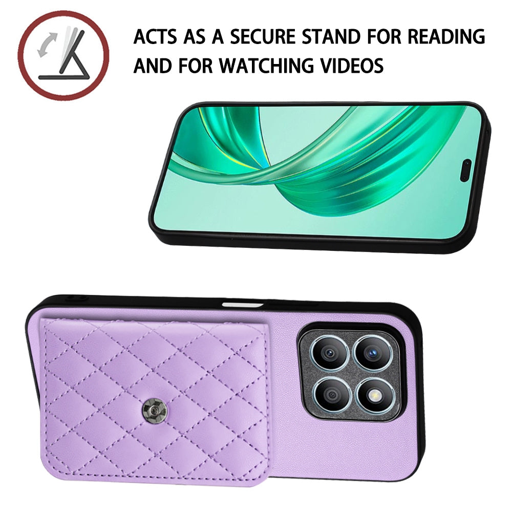 Honor X8b 4G Leather Case with Card Holder & RFID Protection, Long Lanyard Included