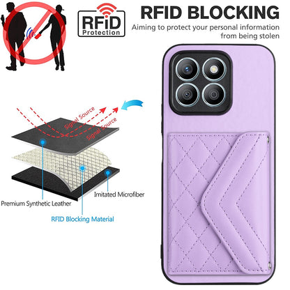 Honor X8b 4G Leather Case with Card Holder & RFID Protection, Long Lanyard Included
